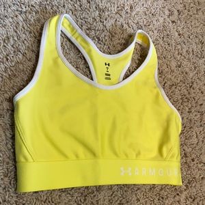 BNWOT Under Armour Sports Bra in bright yellow size small